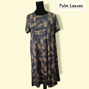 LuLaRoe Carly High Low Hem Dress Palm Leaf Print Size Small